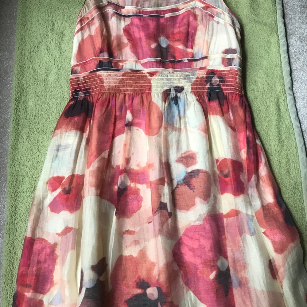Red, Cream, and Pink Tahari Dress